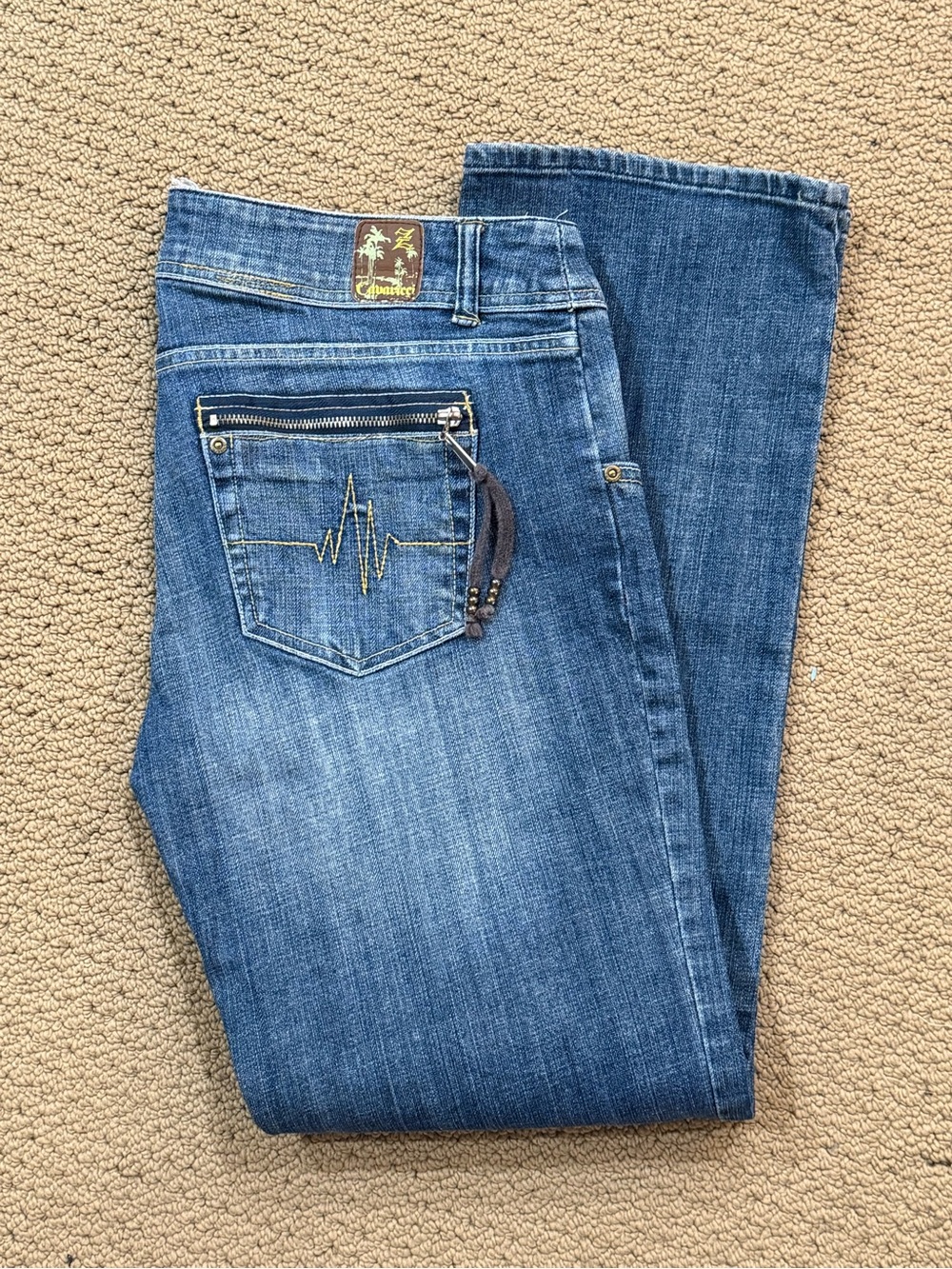 Z. Cavaricci Women's Blue Boot Cut Jeans with Embroidered Back Pocket